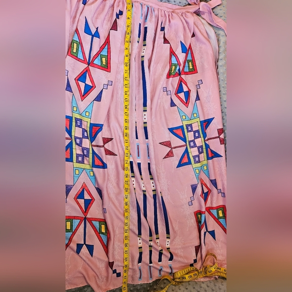 Lauren Good Day Native American Designer Pink Maxi Skirt Ribbon Southwest Tribal - Picture 8 of 11